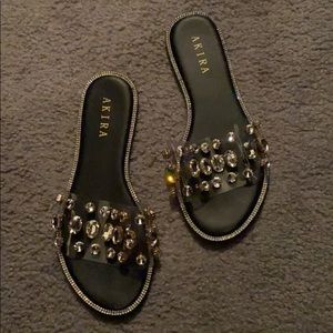 Rhinestone slide sandals